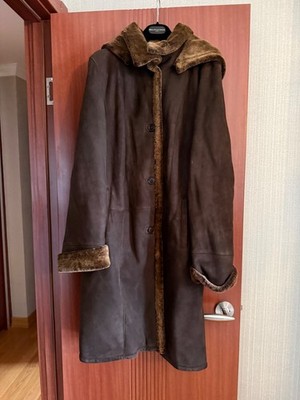 Marco Gianotti Brown Shearling Sheepskin Hooded Coat L/XL BNWOT Free US S/H
