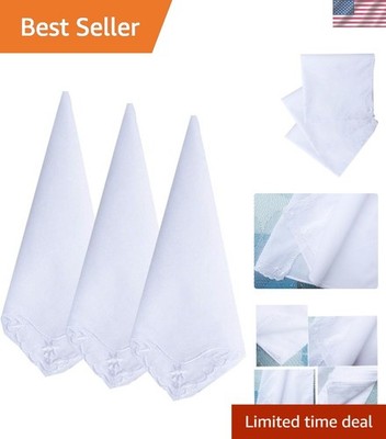 Beautiful Embroidered Lace Handkerchiefs - Set of 3 White Cotton Wedding Hankies