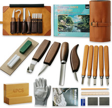 24-Piece Wood Carving Tool Set with Leather Bag - Ideal for Beginners and Enthus