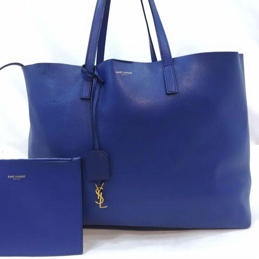 Borsa a tracolla Saint Laurent YSL donna tote bag borsetta pelle blu con marsupio