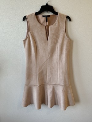 BCBGMAXAZRIA Women's Sleeveless Faux Suede Light Pink Dress Size Small