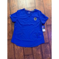 Scrubstar Mock Wrap Scrub Top Womens Large Electric Blue NWT Ultimate