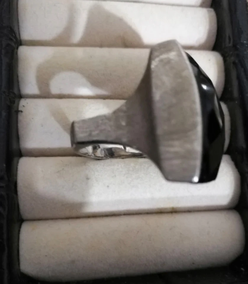 Anello Importante In Argento 925 Con Grande Pietra In Onice - Immagine 4 di 4
