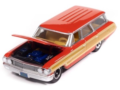 1964 FORD COUNTRY SQUIRE POPPY RED 1/64 MODEL BY AUTO WORLD 64522