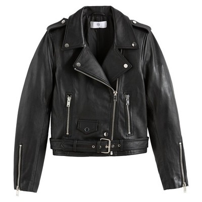 La Redoute Signatures Thelma Bikerjacke Größe 18 schwarz Leder UVP 280£