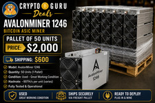 50x Canaan AvalonMiner 1246 Bitcoin ASIC Miners – Bulk Lot / Pallet