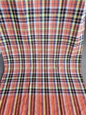 Cotton Loincloth Pha Kao Ma Thai Kaoma Plaid Shawl Summer Orange Unisex L - 70"