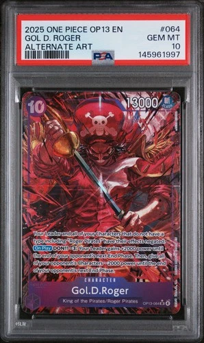 2025 ONE PIECE OP13-CARRYING ON HIS WILL ALTERNATE ART #064 GOL D. ROGER PSA 10