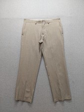 Kenneth Cole Men Dress Pant 36X30 Beige Slash Pocket Straight Leg Classic Career