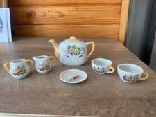 Vintage Miniature Tea Set Peach Lusterware Marked Made In Japan