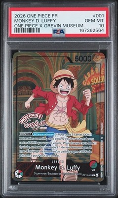 2026 One Piece Monkey D Luffy Grevin Museum French Promo Card PSA 10 *IN HAND*