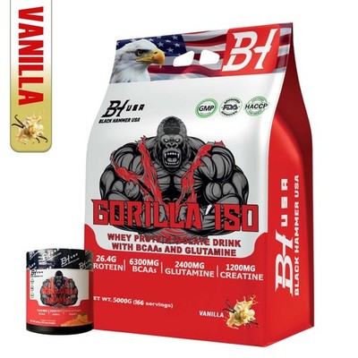 Gorilla ISO Whey Isolate 5KG +FREE Gorilla BCAA Amino Bundle - Black Hammer USA