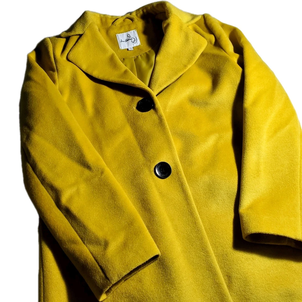 Женское однобортное пальто-ходунки Sam Edelman из шерстяной смеси размер 12 цитрусовый желтый - Изображение 3 из 4