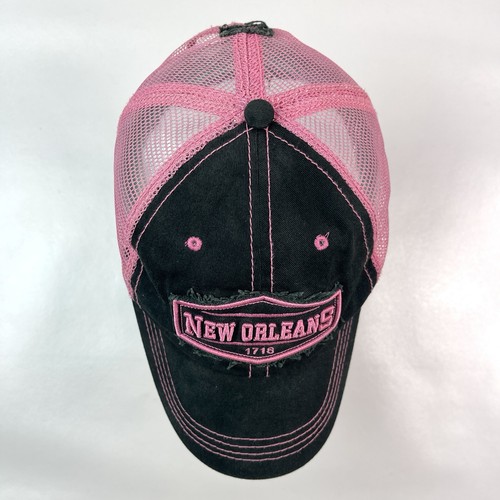 New Orleans 1718 Embroidered Mesh Trucker Baseball Hat Cap Black/Pink Adjustable - Bild 13 von 20
