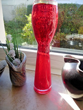 Glasvase, Joska, Vintage 70er Jahre, rotes Bl&auml;schenglas, Fernsehturm Design 30,5