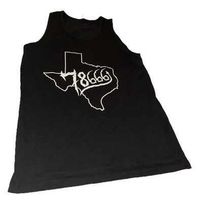 Cotton Heritage Medium 78666 Texas Zip Code Black & White Sleeveless Tank Top