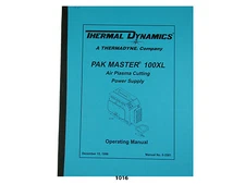 Thermal Dynamics Pakmaster 100 XL Plasma Cutter  Operating Manual *1016