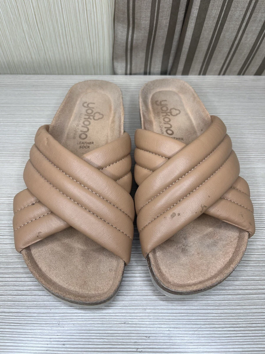 yokono sandals slides women size 6.5 brown leather upper eBay