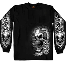 Hot Leathers Mens 'Assassin' Black Long Sleeves Double Sided Print T-Shirt