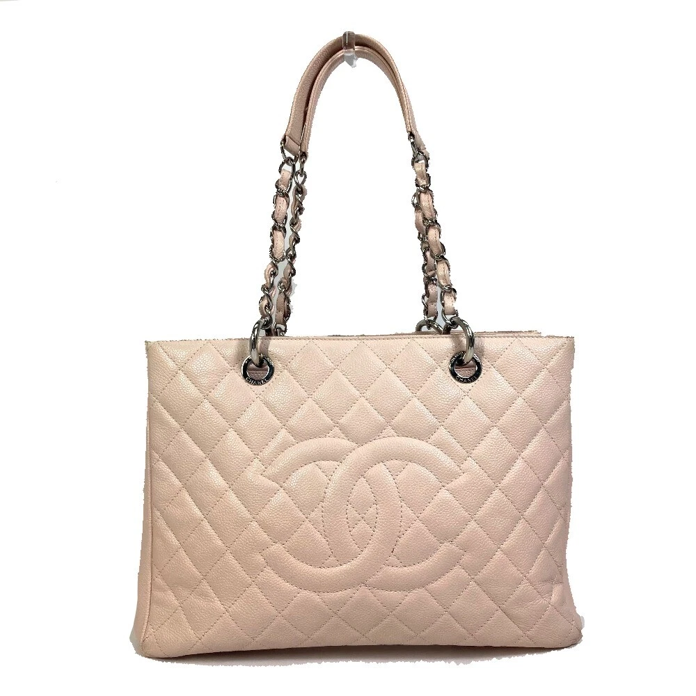 CHANEL A50995 CC Matelasse Chain GST Tote Bag Caviar Leather pink/SilverHW