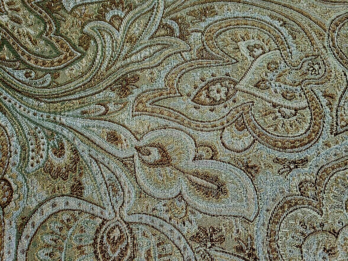 PAISLEY FABRIC HOME DECORATOR:NEW SOFT GREEN/TAN/MULTI