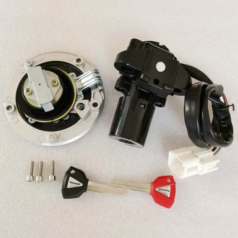 Juego de llaves de bloqueo de tapa de gas combustible interruptor de encendido para Kawasaki Ninja 650 EX650 2012-2016 Foto 2 de 4