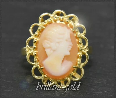 750 Gold Antik Damen Ring mit Gemme, gefertigt um ca. 1930, 18 Karat Gelbgold - Bild 1 von 4