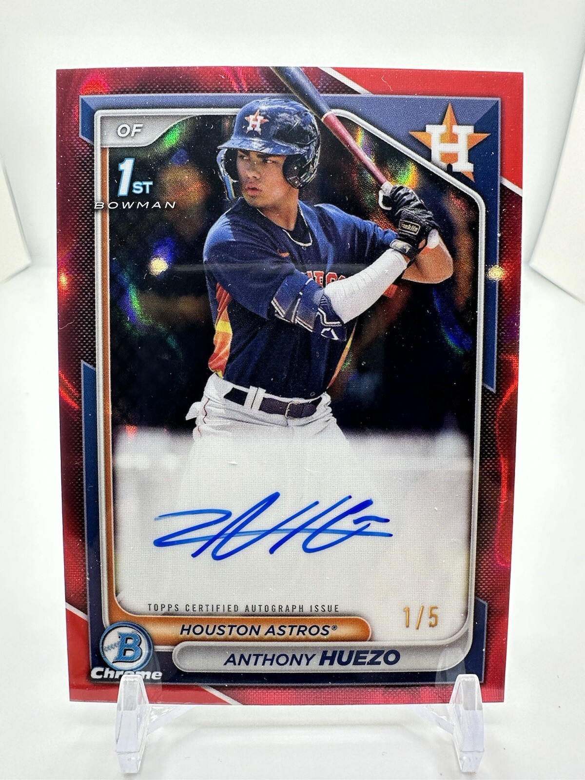 2024 Bowman Chrome 1st Anthony Huezo Red Sapphire Refractor Auto /5 2024 Astros