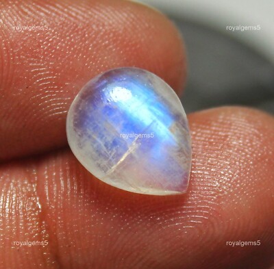 Natural Rainbow Moonstone Gemstone Necklace Making Pear Cabochon 9x11x4 mm