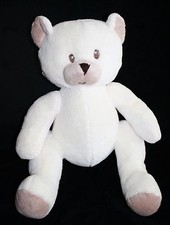 Chenille Teddy Bear Cream Ivory Tan Plush 12" Stuffed Animal Soft Toy Sewn Eyes