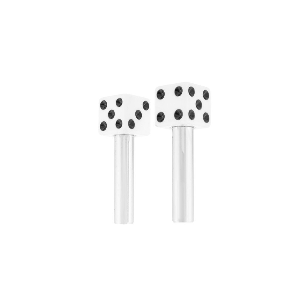 7/16" Car Pickup Truck Motor Semi White Dice 10-32 Chrome Door Lock Knobs Pair