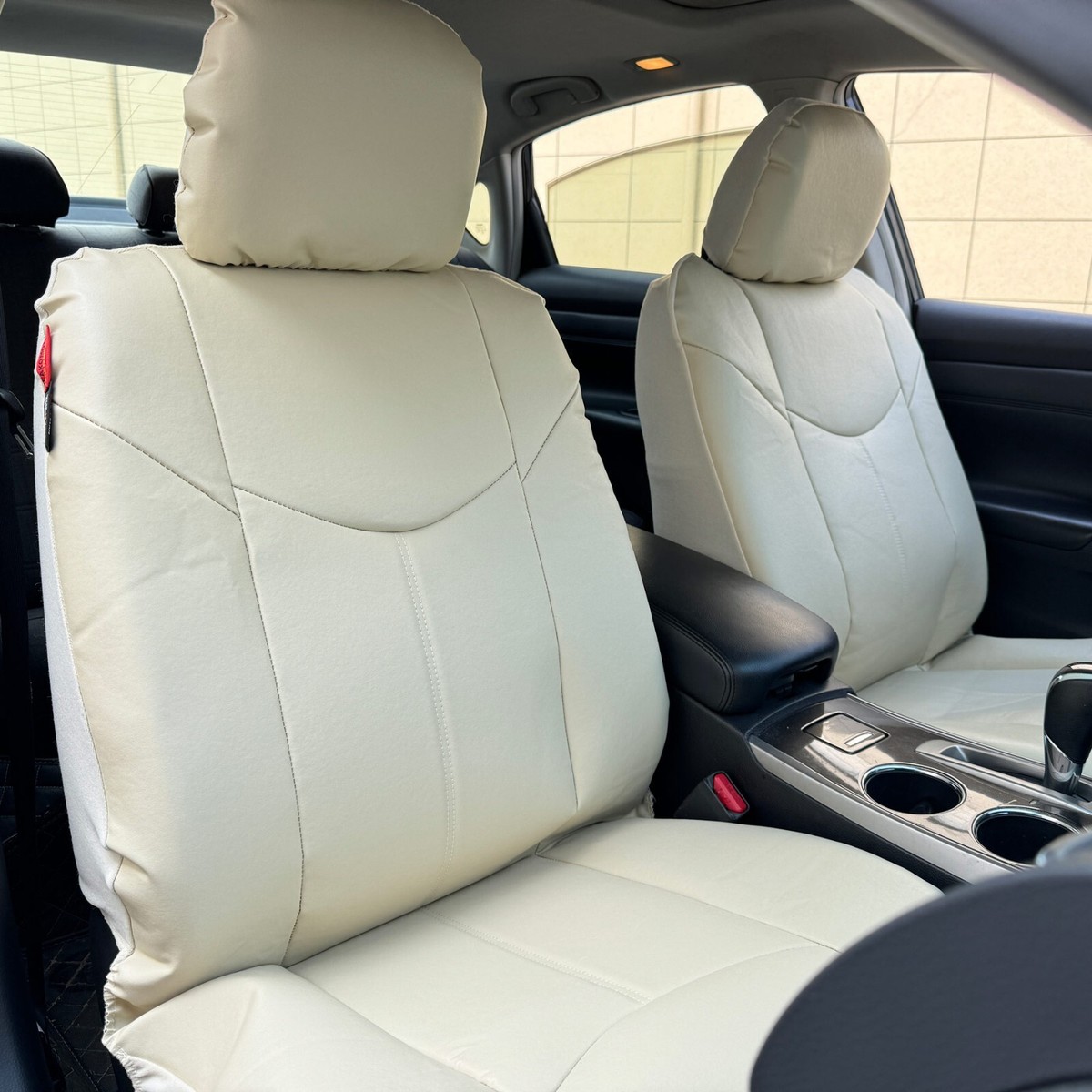 Front Car Seat Covers Light Beige Leatherette For Toyota Corolla