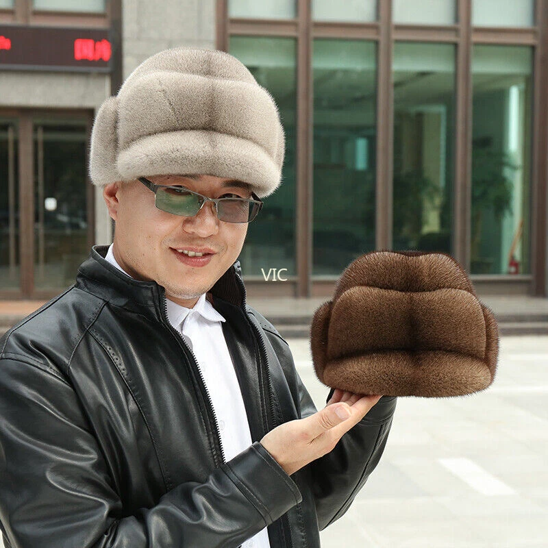 Men hat 100 Real Genuine Mink fur hat Cap WINTER CAP bataclave Danish mink
