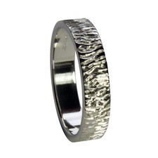 Hand Bark Engraved 9ct White Gold Flat Profile Wedding Bands 3 4 5 6 8mm UK HM