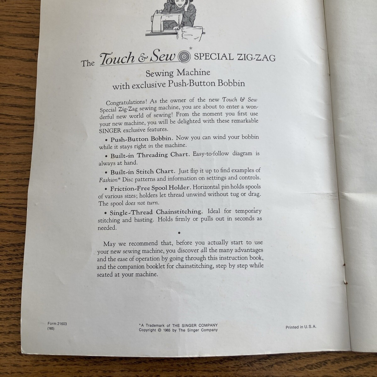 Singer 1965 Touch & Sew Touch & Sew Zig Zag Sewing Machine Book | eBay