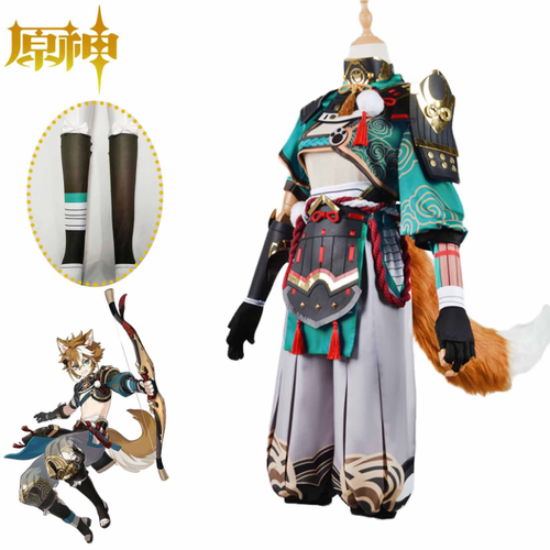 Game Genshin Impact Gorou Anime Suit Men's Cosplay Costumes Jumpsuit Props Tails - Picture 18 of 26