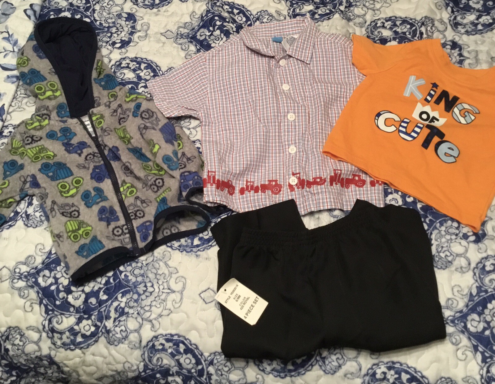 LOT OF 4 BABY BOYS 69 MONTHS CLOTHES GARANIMALS HOODED JACKET SHIRTS