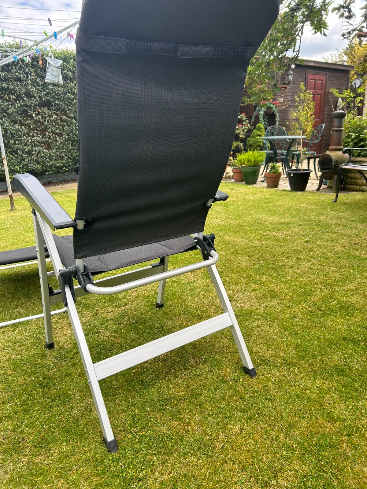 Isabella Folding Caravan Chairs with footrest Dark Grey eBay