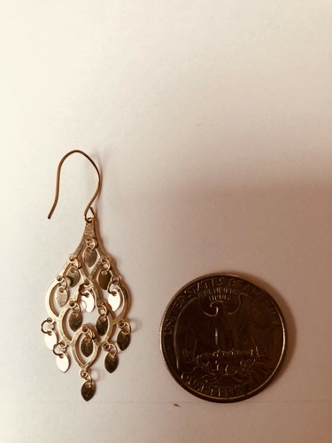 10k Yellow Gold Textured Shiny Multi Drop Leaf On Teardrop Drop Dangle Earrings - Picture 8 of 10