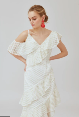 keepsake about us midi dress Keepsake the Label White and Gold Aspire midi dress, NWT, US size 6, bridal  flow