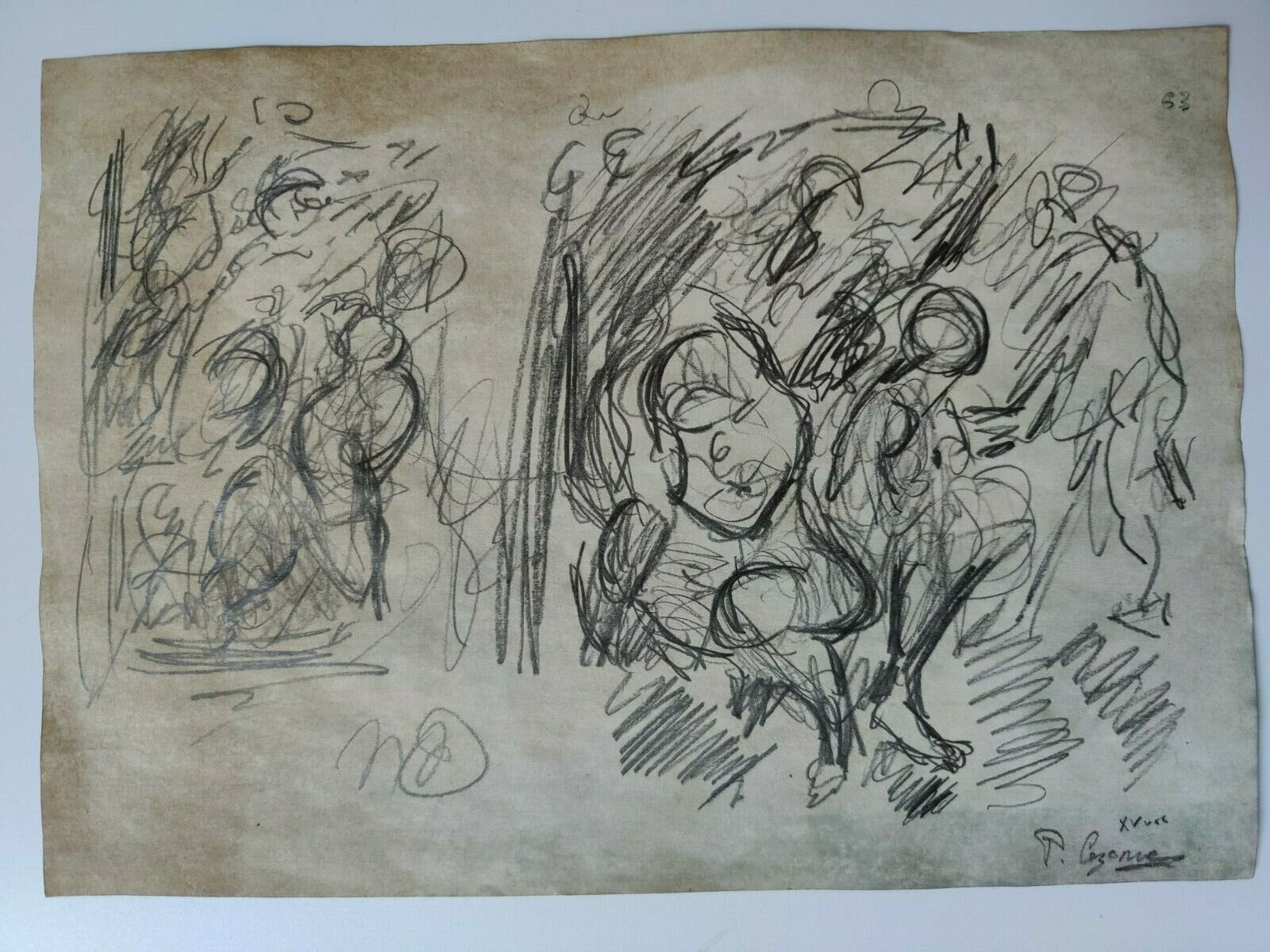 Paul Cezanne Painting Drawning Signed & Stamped Mixed Media on Paper Vitage Nowa wyprzedaż