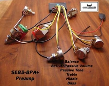 TONE MONSTER SEB3-BPA+ Bass Guitar Preamp Active/Passive Volume & Tone 6 Pots
