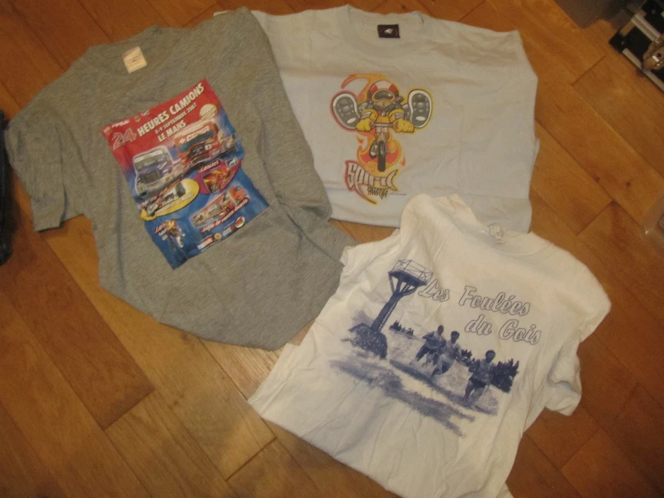 LOT DE 3 T-SHIRT 24 HEURES DU MANS CAMION 2007 FOULEE DU GOIS SPIRIT FREESTYLE - Photo 1/1