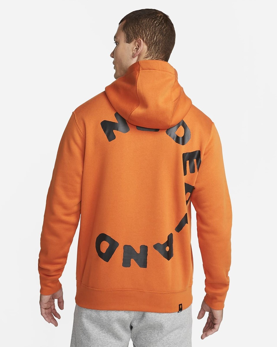 Nike Netherlands Club FleecePullover Hoodie Sz M Orange Black DH4975 893