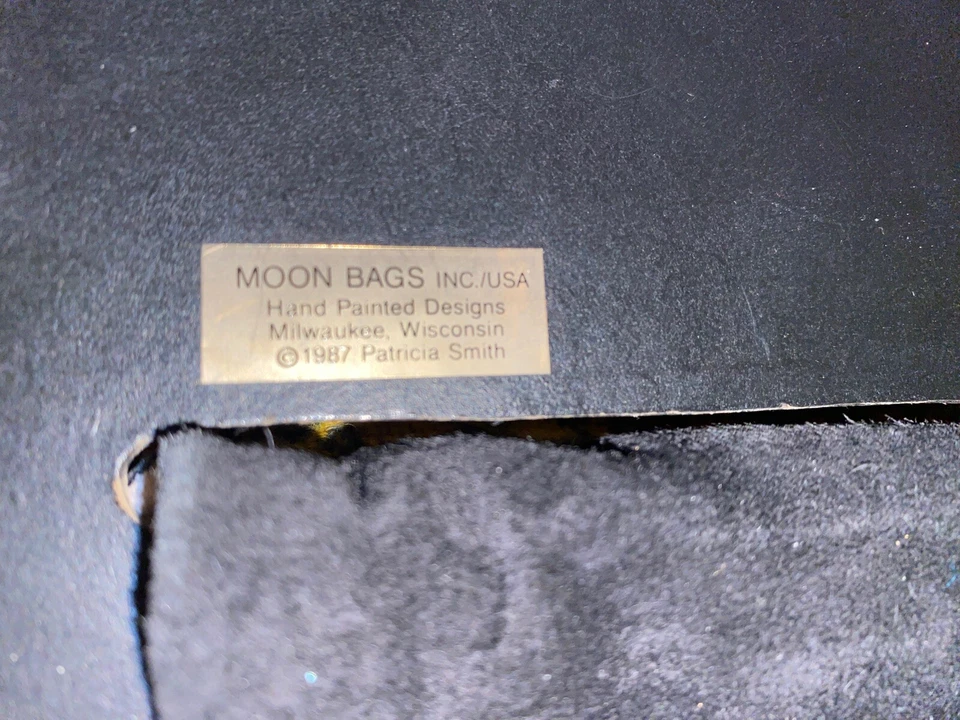 Bolsos de mano vintage 1987 Moon Bags de Patricia Smith pintados a mano florales gamuza Foto 4 de 4