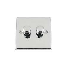 10A 2 Way Push On/Off Dimmer Switch 400W Polished Chrome (Silver Effect) Square