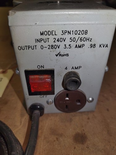 STACO 3PN1020B Variable Autotransformer =NEEDS FUSE= - Picture 2 of 3