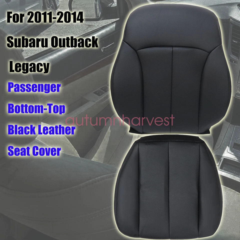 Cubierta de asiento de cuero negra para Subaru Outback 2010-2014 pasajero delantero inferior superior Foto 2 de 4