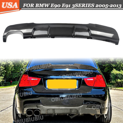 Rear Diffuser For BMW E90 E91 328i 330i M Sport 05-13 Twin Tips Carbon Look ABS