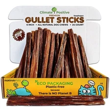 Gullet Sticks 100% Natural Beef Premium Dog Chews  6” 24 Pcs Zero Fillers
